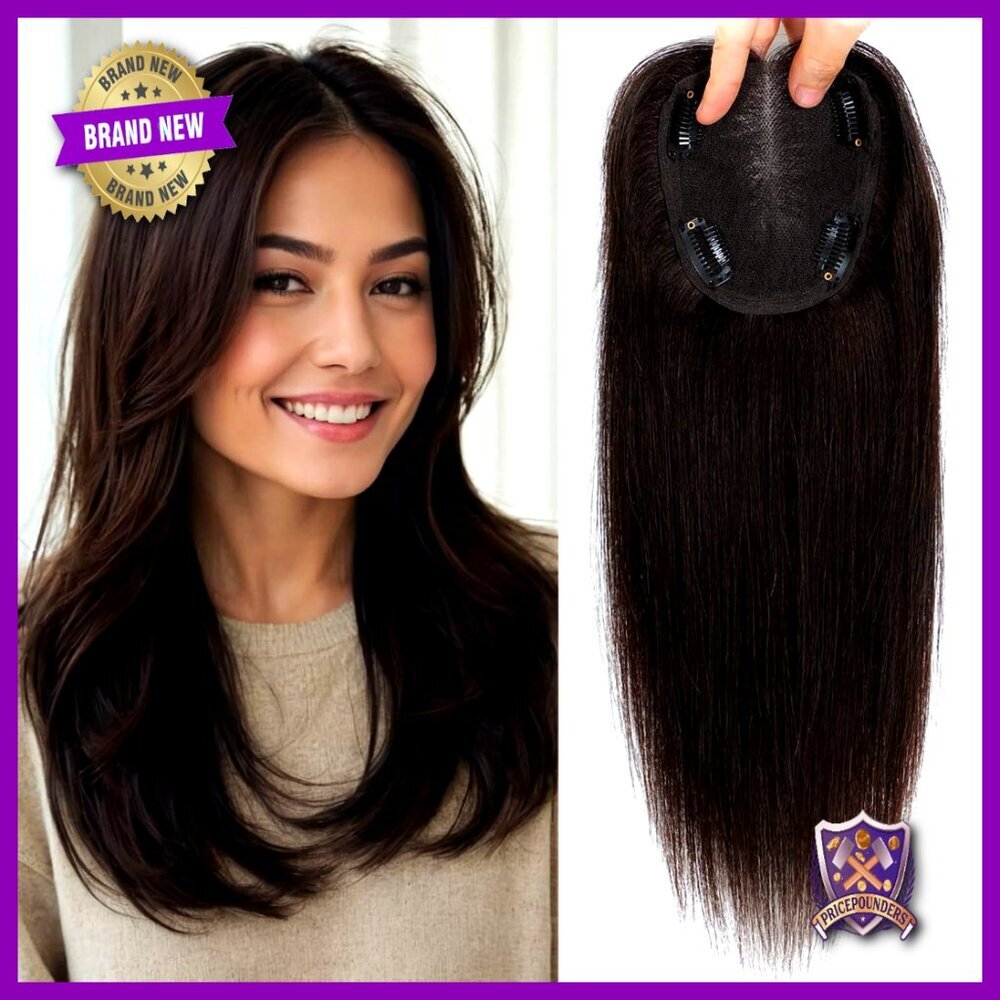 Real Human Hair Topper Swiss Lace Base Hand-Tied Invisible Hairpiece for